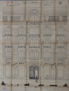 Plans coupe, façade et détail du 22 rue de Thillois, Émile Fanjat, 1923 