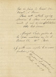 Lettre de Louis Morizet adressée à au maire concernant l’expédition de son mobilier de Paris à Reims, 16 mars 1919 