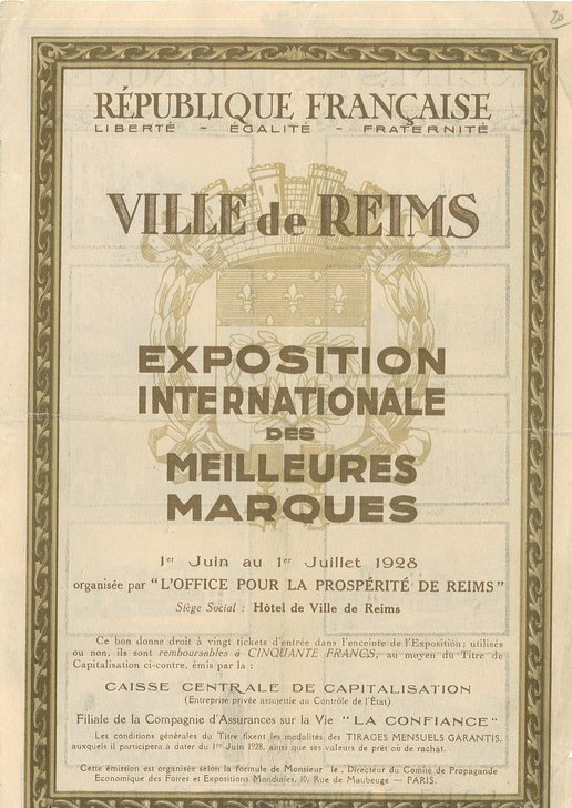 Plaquette de l’Exposition internationale des meilleures marques, juin 1928