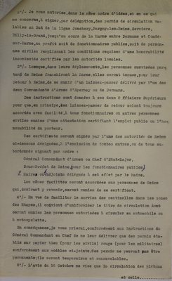 Extrait des instructions envoyées par le général commandant de la direction des étapes et des services de la Ve Armée au général commandant d’armes de Reims concernant la règlementation de la circulation, 7 novembre 1914