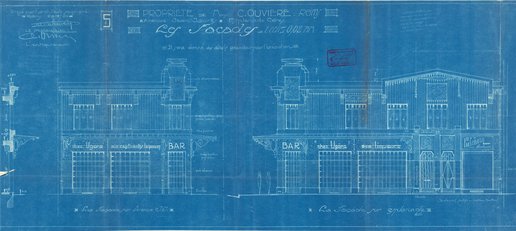 Plan d’origine et plan modifié façade du 14 esplanade Cérès (place Aristide Briand), Constant Ouvière, 1924
