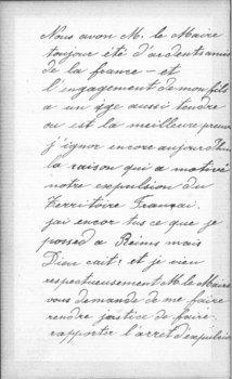 Lettre de madame Hansen, restauratrice rue du Tambour ayant quitté Reims en 1914, expliquant au maire la situation de sa famille et leurs origines luxembourgeoises, 30 décembre 1918 