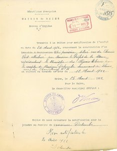Avis pour notification du 25 août 1922
