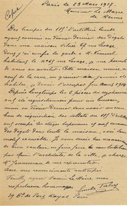 Courrier d’un rémois réclamant un constat des dégâts causés à son logement par des militaires français, 23 mars 1917 