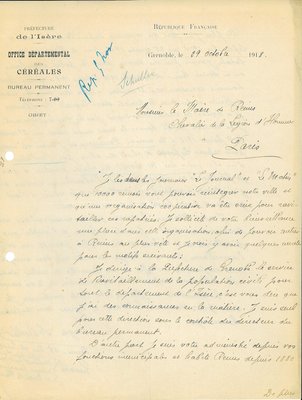 Demande d’emploi de Georges Schuller dans la coopérative qui va être créée à Reims pour ravitailler les rapatriés, 29 octobre 1918 