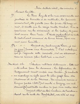 Carnet d’Alfred Wolf, pages des 12 au 14 octobre 1914 