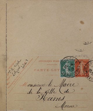 Lettre proposant l’accueil d’une famille dans une commune de l’Indre, 12 avril 1917 
