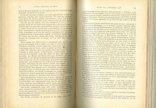 Allocution du maire lors de la première séance du conseil municipal depuis son retour à Reims, 9 novembre 1918 