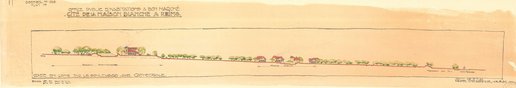 Plan « coupe en long sur le boulevard axe cathédrale » de la cité-jardin de la Maison Blanche, Herbé et Deffaux, 15 juillet 1924 