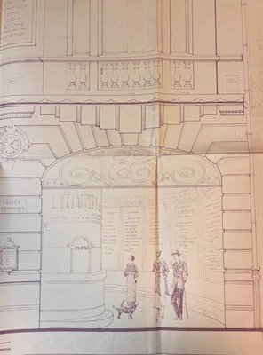 Détails sur le plan de façade du 91 place d’Erlon abritant le journal L’Éclaireur de l’Est, Maurice Clauzier, 1931 