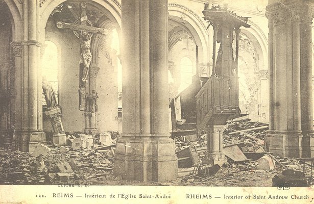 Carte postale, « Reims. Intérieur de l’église Saint-André » 