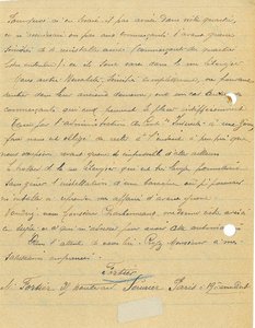 Lettre de monsieur Fortier au maire par laquelle il demande l’obtention d’une baraque rue Libergier devant son ancienne adresse pour rouvrir sa librairie-librairie-buvette, 4 septembre 1919 