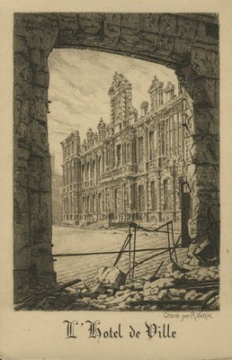 Carte postale, « L’hôtel de ville, gravé par R. Varin » 