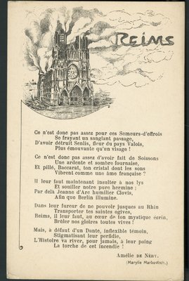 Carte postale, « Reims [Poème d'Amélie de Néry] » 