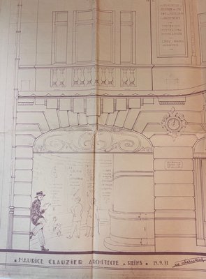 Détails sur le plan de façade du 91 place d’Erlon abritant le journal L’Éclaireur de l’Est, Maurice Clauzier, 1931 