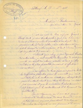 Lettre des réfugiés rémois à Elbeuf adressée au maire afin de connaitre les modalités de retour, 23 octobre 1918 