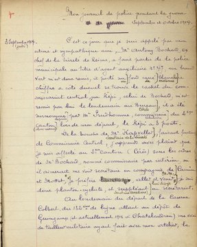 Récit par Alfred Wolff de sa 1ère journée comme policier auxiliaire 