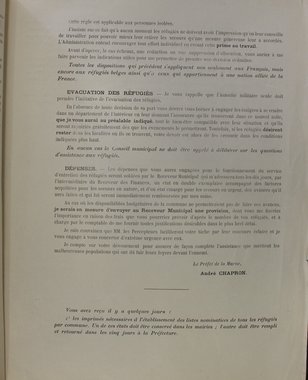 Circulaire préfectorale concernant l’assistance aux réfugiés sans ressource, 2 février 1916