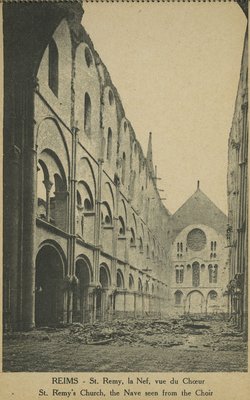 Carte postale, « Reims. St Remy, la nef, vue du chœur » 