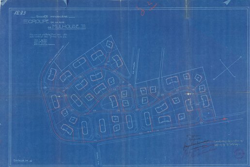 Plan de la nouvelle distribution des lots de la cité-jardin de la rue de Mulhouse, Herbé et Deffaux, 26 décembre 1922 