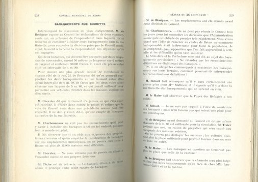 Délibération sur les baraquements rue Buirette.
