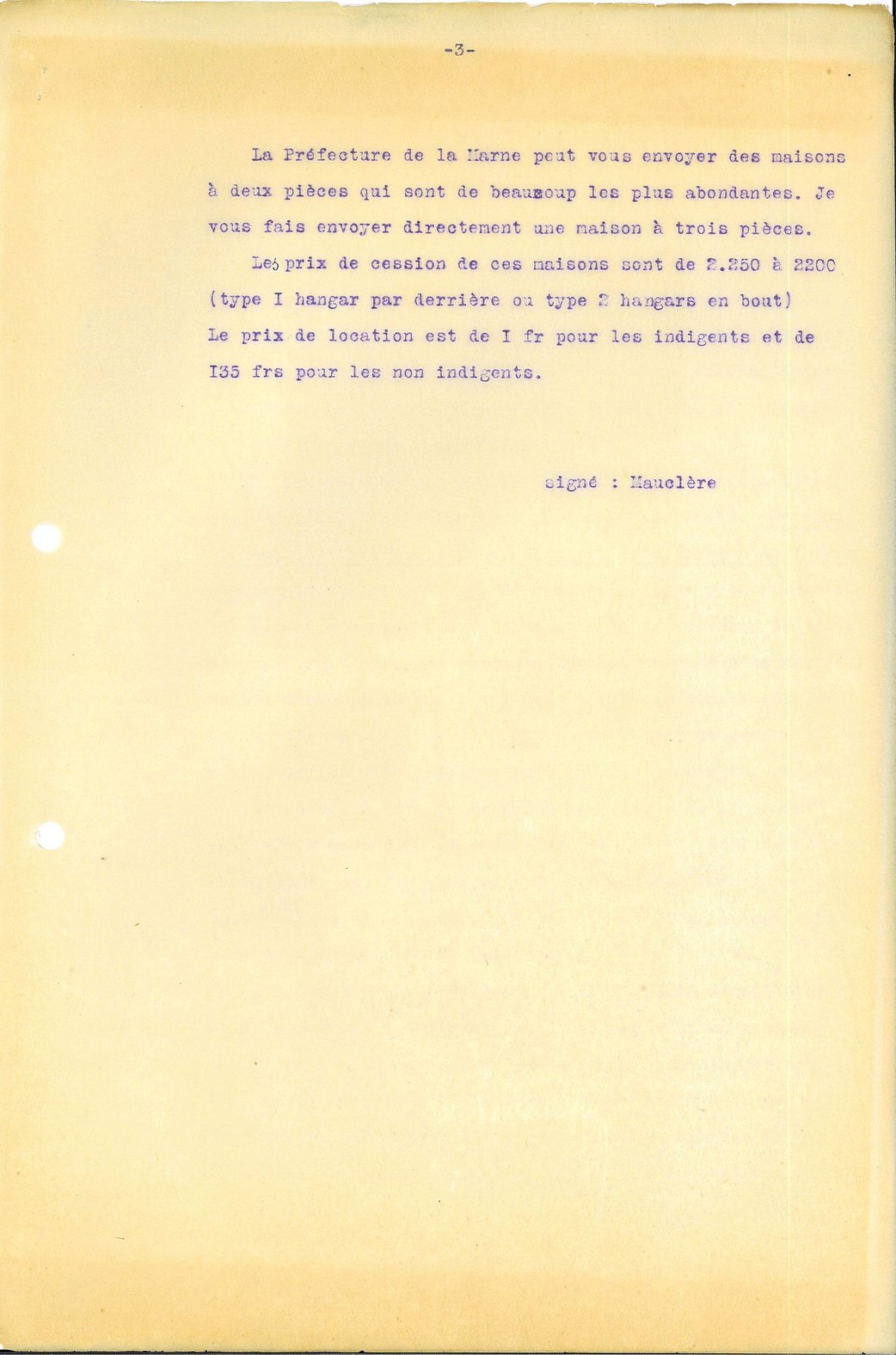 Lettre du Bureau de la cession des chevaux et matériel du ministère du Blocus et des régions libérées informant le maire des modalités de cession de véhicules et de chevaux, 23 janvier 1919 