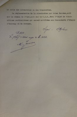 Extrait des instructions envoyées par le général commandant de la direction des étapes et des services de la Ve Armée au général commandant d’armes de Reims concernant la règlementation de la circulation, 7 novembre 1914