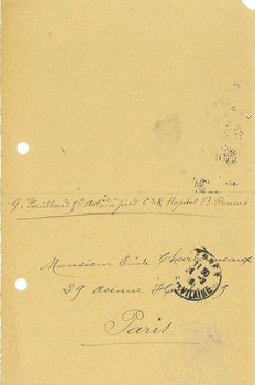Lettre de monsieur Fouillard adressée au maire dans laquelle il demande l’obtention d’une maison pour rouvrir son commerce, 23 février 1919 
