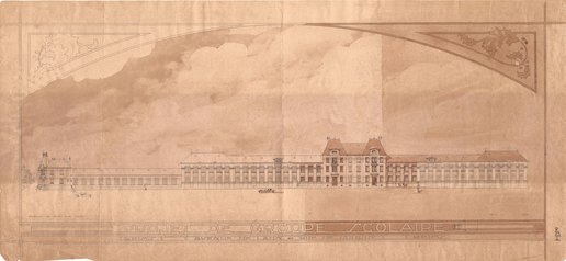 « Projet de groupe scolaire avenue de Laon et rue de Courcy » par l’architecte municipal Pierre Perotin, façade, 1924 