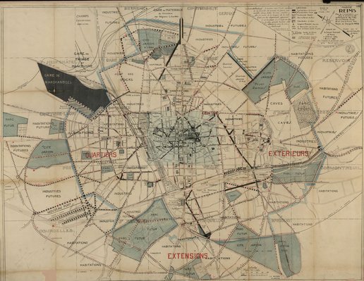Reims, plan de coordination sous la direction de La Renaissance des Cités, mission de George B. Ford. N° 26, adopté par le conseil municipal le 5 février et le 2 avril 1920