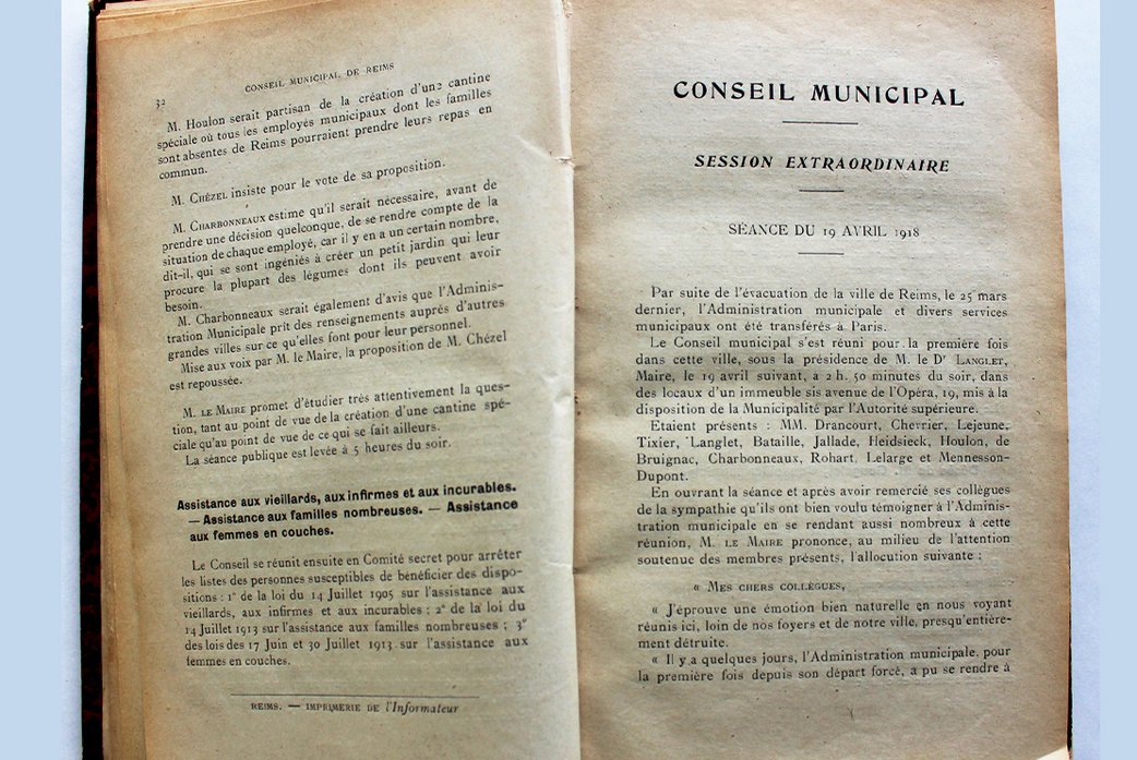 Première séance du conseil municipal à Paris le 19 avril 1918