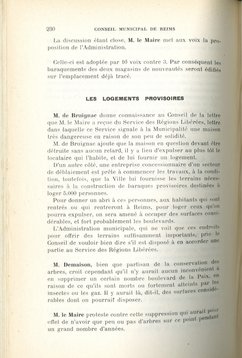Délibération sur les baraquements rue Buirette.