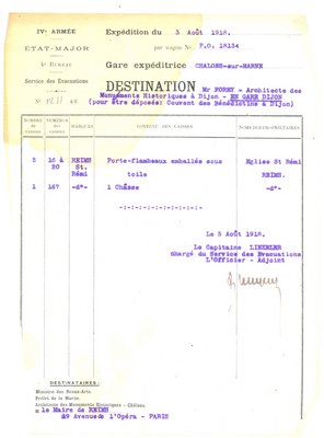 Expédition de porte-flambeaux de l’église Saint-Remi vers la gare de Dijon, 3 août 1918