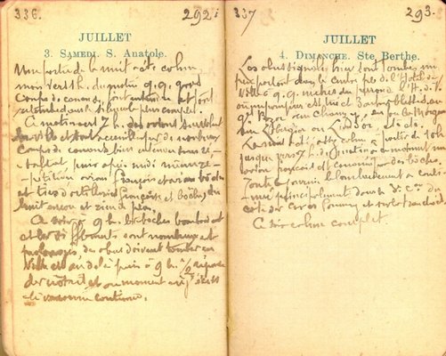 Extraits du journal de César Risbourg des 4 juillet1915, 10 mai 1916 et 6 avril 1917