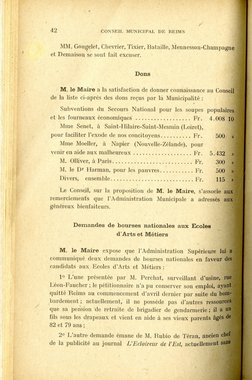 Allocution prononcée en introduction de la séance extraordinaire du 27 juillet 1917 expliquant l’installation du conseil municipal dans les locaux du Cellier à la suite de l’incendie de l’hôtel de ville 