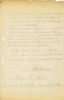 Lettre de H. Delcroix, réfugié de Reims à Tours, adressée au maire pour demander un poste de gérante de cantine alimentaire pour ouvriers de la reconstitution, 11 décembre 1918 