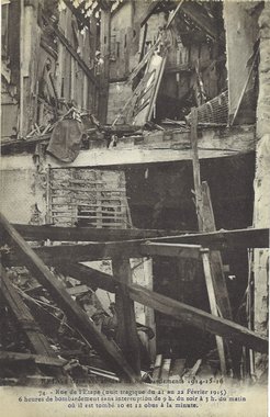 Carte postale « Rue de l’Etape (nuit tragique du 21 au 22 février 1915) », 1914-1916