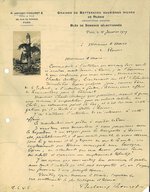 Demande d’Anthony Thouret adressée au maire pour obtenir une barraque pour l’ouverture de sa quincaillerie en attendant de pouvoir louer ou acheter un emplacement définitif, 11 janvier 1919 