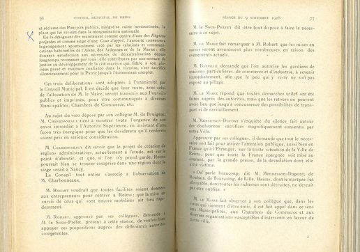 Allocution du maire lors de la première séance du conseil municipal depuis son retour à Reims, 9 novembre 1918 