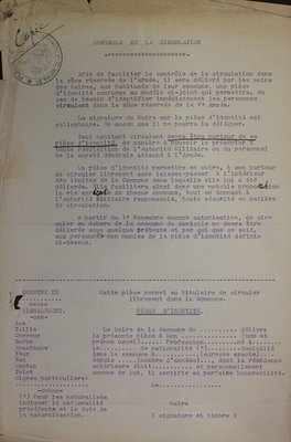 Règlementation du contrôle circulation par la mise en place de laisser-passer, 1915