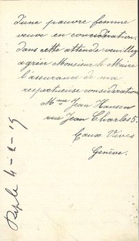 Lettre de madame Hansen, restauratrice rue du Tambour ayant quitté Reims en 1914, expliquant au maire la situation de sa famille et leurs origines luxembourgeoises, 30 décembre 1918