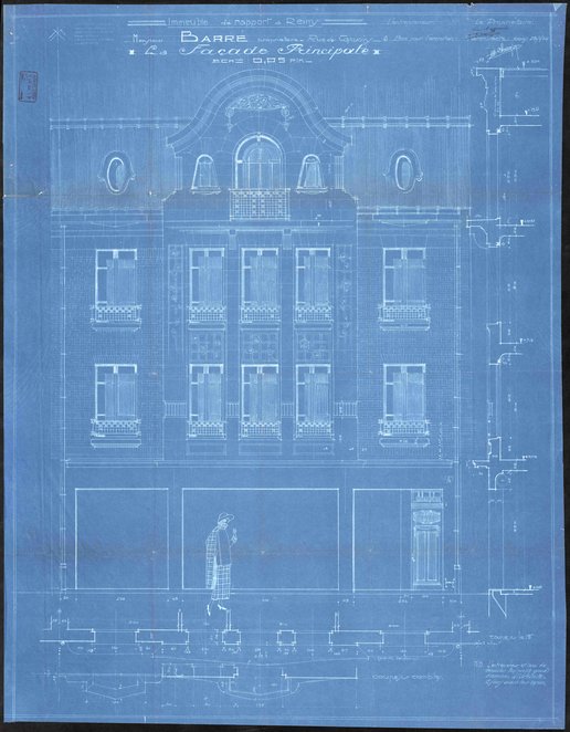 Plan façade du 6 rue des Capucins, Constant Ouvière, 1924 