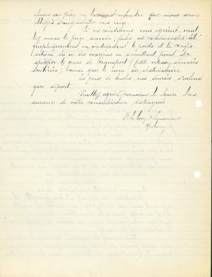 Lettre de la société Le Guen et Lemonnier de Saint-Paul de Léon informant le maire qu’ils ne peuvent donner de prix fermes pour le ravitaillement en légumes à cause des variations du cours des prix, 22 août 1919 