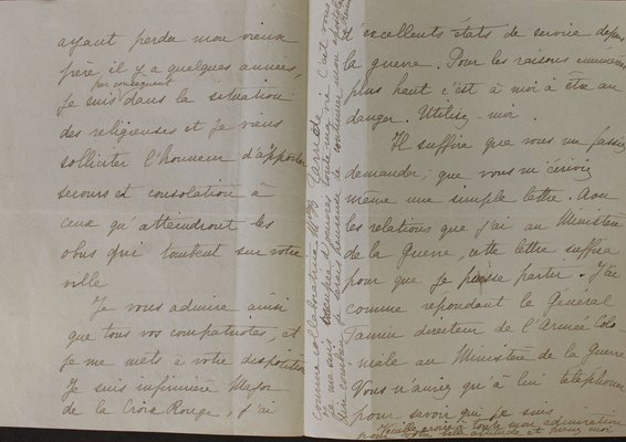 Lettre d’une infirmière volontaire proposant son aide au maire de Reims, 11 avril 1917 