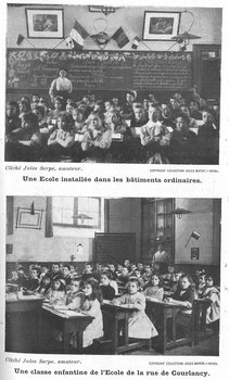 Classes en 1915, dans « Reims et la Marne, Almanach de la Guerre 1914-1915 », Jules Matot, 1916, page 419 