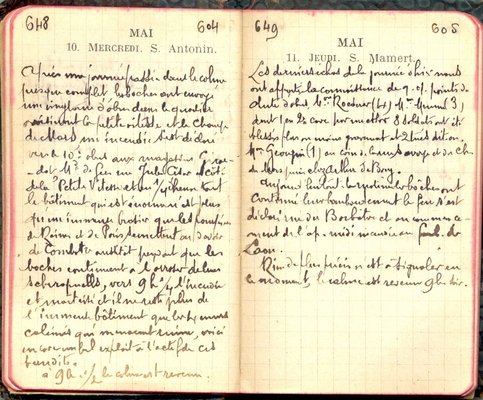 Extraits du journal de César Risbourg des 4 juillet1915, 10 mai 1916 et 6 avril 1917