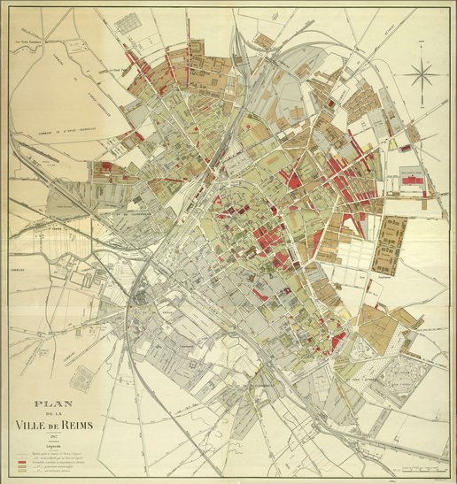 Plan de la ville de Reims, 1917