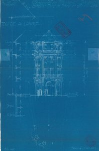 Plan de façade de l’immeuble à l’angle rue de Mars et rue Henri IV, Edmond Herbé et Maurice Deffaux, 1922 
