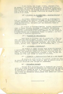 Lettre du ministre de l’Intérieur aux préfets proposant de mettre à leur disposition du matériel médical, accompagnée d’une description sommaire du matériel technique du service de santé militaire, 8 février 1919 