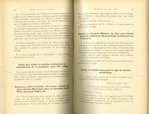 Assurance contre l'incendie des locaux occupés par divers services municipaux dans un immeuble situé à Paris, 19 avenue de l'Opéra, 19 avril 1918 